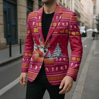 Bon Nadal Andorra Christmas Blazer with Fox Snowy Trees and Andorran Flag - Wonder Print Shop