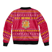 Bon Nadal Andorra Christmas Bomber Jacket with Fox Snowy Trees and Andorran Flag - Wonder Print Shop