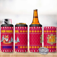 Bon Nadal Andorra Christmas 4 in 1 Can Cooler Tumbler with Fox Snowy Trees and Andorran Flag - Wonder Print Shop