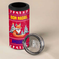 Bon Nadal Andorra Christmas 4 in 1 Can Cooler Tumbler with Fox Snowy Trees and Andorran Flag - Wonder Print Shop