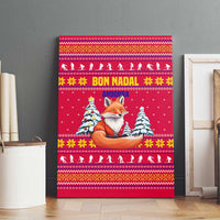 Bon Nadal Andorra Christmas Canvas Wall Art with Fox Snowy Trees and Andorran Flag - Wonder Print Shop