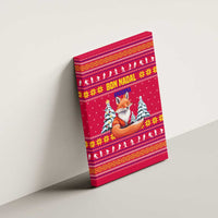 Bon Nadal Andorra Christmas Canvas Wall Art with Fox Snowy Trees and Andorran Flag - Wonder Print Shop