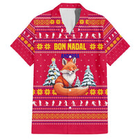 Bon Nadal Andorra Christmas Family Matching Long Sleeve Bodycon Dress and Hawaiian Shirt with Fox Snowy Trees and Andorran Flag - Wonder Print Shop