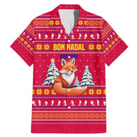 Bon Nadal Andorra Christmas Family Matching Mermaid Dress and Hawaiian Shirt with Fox Snowy Trees and Andorran Flag - Wonder Print Shop