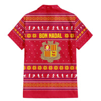 Bon Nadal Andorra Christmas Family Matching Mermaid Dress and Hawaiian Shirt with Fox Snowy Trees and Andorran Flag - Wonder Print Shop