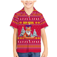 Bon Nadal Andorra Christmas Family Matching Mermaid Dress and Hawaiian Shirt with Fox Snowy Trees and Andorran Flag - Wonder Print Shop