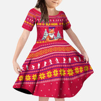 Bon Nadal Andorra Christmas Family Matching Off The Shoulder Long Sleeve Dress and Hawaiian Shirt with Fox Snowy Trees and Andorran Flag - Wonder Print Shop