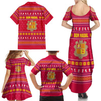 Bon Nadal Andorra Christmas Family Matching Summer Maxi Dress and Hawaiian Shirt with Fox Snowy Trees and Andorran Flag - Wonder Print Shop