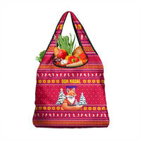 Bon Nadal Andorra Christmas Grocery Bag with Fox Snowy Trees and Andorran Flag - Wonder Print Shop