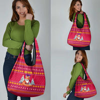 Bon Nadal Andorra Christmas Grocery Bag with Fox Snowy Trees and Andorran Flag - Wonder Print Shop