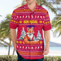 Bon Nadal Andorra Christmas Hawaiian Shirt with Fox Snowy Trees and Andorran Flag - Wonder Print Shop