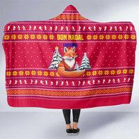 Bon Nadal Andorra Christmas Hooded Blanket with Fox Snowy Trees and Andorran Flag - Wonder Print Shop