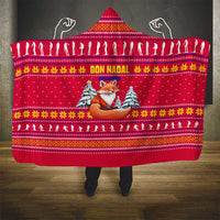 Bon Nadal Andorra Christmas Hooded Blanket with Fox Snowy Trees and Andorran Flag - Wonder Print Shop