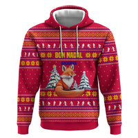 Bon Nadal Andorra Christmas Hoodie with Fox Snowy Trees and Andorran Flag - Wonder Print Shop