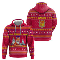Bon Nadal Andorra Christmas Hoodie with Fox Snowy Trees and Andorran Flag - Wonder Print Shop