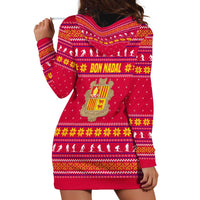 Bon Nadal Andorra Christmas Hoodie Dress with Fox Snowy Trees and Andorran Flag - Wonder Print Shop