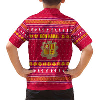 Bon Nadal Andorra Christmas Kid Hawaiian Shirt with Fox Snowy Trees and Andorran Flag - Wonder Print Shop