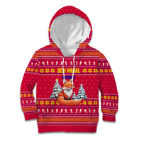 Bon Nadal Andorra Christmas Kid Hoodie with Fox Snowy Trees and Andorran Flag - Wonder Print Shop