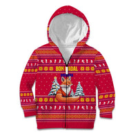 Bon Nadal Andorra Christmas Kid Hoodie with Fox Snowy Trees and Andorran Flag - Wonder Print Shop
