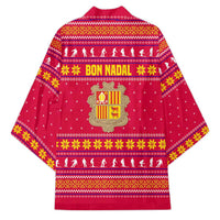 Bon Nadal Andorra Christmas Kimono with Fox Snowy Trees and Andorran Flag - Wonder Print Shop