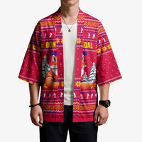 Bon Nadal Andorra Christmas Kimono with Fox Snowy Trees and Andorran Flag - Wonder Print Shop