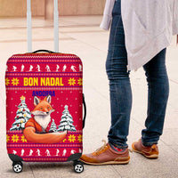 Bon Nadal Andorra Christmas Luggage Cover with Fox Snowy Trees and Andorran Flag - Wonder Print Shop