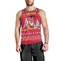 Bon Nadal Andorra Christmas Men Tank Top with Fox Snowy Trees and Andorran Flag - Wonder Print Shop