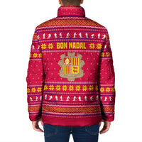 Bon Nadal Andorra Christmas Padded Jacket with Fox Snowy Trees and Andorran Flag - Wonder Print Shop