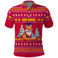 Bon Nadal Andorra Christmas Polo Shirt with Fox Snowy Trees and Andorran Flag - Wonder Print Shop