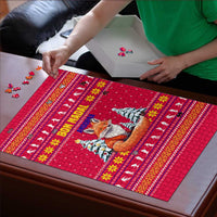 Bon Nadal Andorra Christmas Puzzle with Fox Snowy Trees and Andorran Flag - Wonder Print Shop