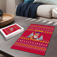 Bon Nadal Andorra Christmas Puzzle with Fox Snowy Trees and Andorran Flag - Wonder Print Shop