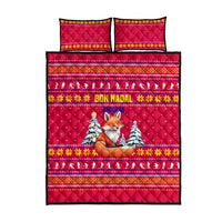 Bon Nadal Andorra Christmas Quilt Bed Set with Fox Snowy Trees and Andorran Flag - Wonder Print Shop