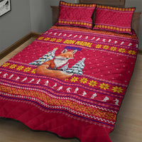Bon Nadal Andorra Christmas Quilt Bed Set with Fox Snowy Trees and Andorran Flag - Wonder Print Shop