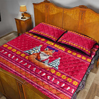 Bon Nadal Andorra Christmas Quilt Bed Set with Fox Snowy Trees and Andorran Flag - Wonder Print Shop