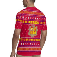 Bon Nadal Andorra Christmas Rugby Jersey with Fox Snowy Trees and Andorran Flag - Wonder Print Shop