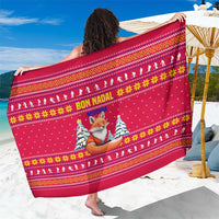 Bon Nadal Andorra Christmas Sarong with Fox Snowy Trees and Andorran Flag - Wonder Print Shop