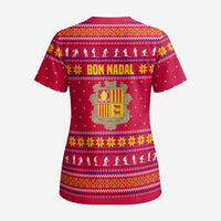 Bon Nadal Andorra Christmas Scrub Top with Fox Snowy Trees and Andorran Flag - Wonder Print Shop