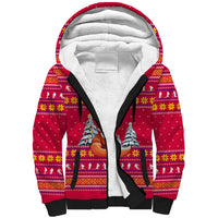 Bon Nadal Andorra Christmas Sherpa Hoodie with Fox Snowy Trees and Andorran Flag - Wonder Print Shop