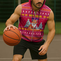 Bon Nadal Andorra Christmas Sleeveless Zip Hoodie with Fox Snowy Trees and Andorran Flag - Wonder Print Shop