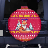 Bon Nadal Andorra Christmas Spare Tire Cover with Fox Snowy Trees and Andorran Flag - Wonder Print Shop