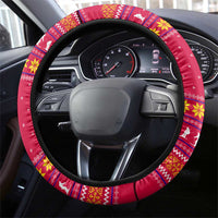 Bon Nadal Andorra Christmas Steering Wheel Cover with Fox Snowy Trees and Andorran Flag - Wonder Print Shop