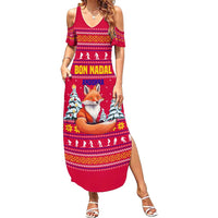 Bon Nadal Andorra Christmas Summer Maxi Dress with Fox Snowy Trees and Andorran Flag - Wonder Print Shop