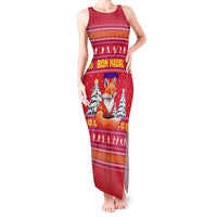 Bon Nadal Andorra Christmas Tank Maxi Dress with Fox Snowy Trees and Andorran Flag - Wonder Print Shop