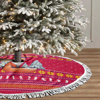 Bon Nadal Andorra Christmas Tree Skirt with Fox Snowy Trees and Andorran Flag - Wonder Print Shop