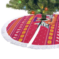 Bon Nadal Andorra Christmas Tree Skirt with Fox Snowy Trees and Andorran Flag - Wonder Print Shop