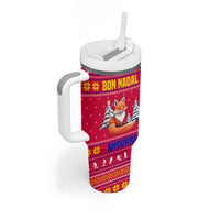 Bon Nadal Andorra Christmas Tumbler With Handle with Fox Snowy Trees and Andorran Flag - Wonder Print Shop