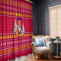 Bon Nadal Andorra Christmas Window Curtain with Fox Snowy Trees and Andorran Flag - Wonder Print Shop