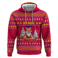Bon Nadal Andorra Christmas Zip Hoodie with Fox Snowy Trees and Andorran Flag - Wonder Print Shop