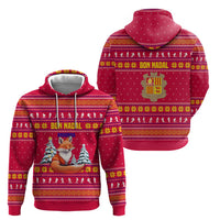 Bon Nadal Andorra Christmas Zip Hoodie with Fox Snowy Trees and Andorran Flag - Wonder Print Shop