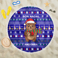 Bon Nadal Andorra Christmas Beach Blanket Holiday Bear, Snowflakes, Paw Prints & Winter - Wonder Print Shop